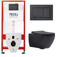 КОМПЛЕКТ TECE + beWash: 9400414 Инсталляция для подвесного унитаза TECE + Bogen Унитаз подвесной безободковый с сиденьем микролифт черный матовый 88303270 арт-TC414303270 — фото 2, Комплекты унитаз + инсталляция