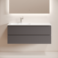 Тумба подвесная SANCOS Folk левая 1195х445х500, c двумя ящиками оснащенными доводчиками, Grey soft, арт.FL120LGS — фото 1, Тумбы под раковину