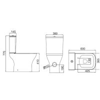 Унитаз-компакт Azario Iris 600х380х775 напольный, безободковый, с сиденьем микролифт (AZ 8353) арт-AZ-8353 — фото 14, Напольные унитазы