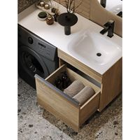 Подвесная тумба под стиральную машину с одним ящиком 115 см, цвет дуб балтийский с умывальником арт-TER01051DB+FOR.11.04.D-R — фото 3, Тумбы с раковиной