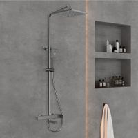 Душевая стойка Cube VSFS-1C1GM с изливом, вороненая сталь — фото 3, Душевые стойки