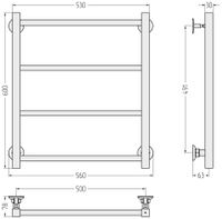 Полотенцесушитель водяной Стилье Версия-КН 600х500 (4) П 20х20 Матовый чёрный арт-31640-6050 — фото 3, Водяные полотенцесушители
