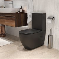 Унитаз напольный Grossman (680х375x810) безободковый,черный матовый с тонкой крышкой,микролифт,2 места арт-GR-4419BMS — фото 7, Напольные унитазы