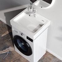 M85WCC0601WG050 X-Joy, Раковина над стиральной машиной, керамическая, 60x50 см, белый глянец — фото 1, Раковины на стиральную машину