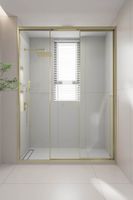 Душевая дверь раздвижная Premium Prato 300 G-L, 1400х2000, золото брашированный, стекло прозрачное PR3/L-140-01-G-C4 — фото 1, Раздвижные душевые двери