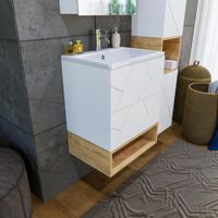 Комплект мебели для ванной Бриклаер КРИСТАЛЛ 60ZB, белый/дуб бунратти — фото 8, Комплекты мебели для ванной