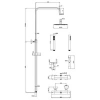 Душевая система с термостатом, Ø250, 1/1 режим, латунная лейка, верхний душ - сталь, цвет медь шлифованная арт-AQM8006BC — фото 2, Душевые стойки