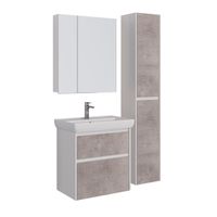 Тумба Lemark COMBI 70 см под 1 раковину, подвесная/напольная, 2 ящика, цвет фасада: Бетон, цвет корп арт-LM03C70T-Beton — фото 5, Тумбы под раковину