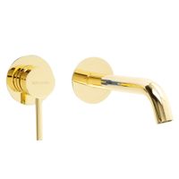 FORTIS См-ль д/раковины моноком. скрытого монтажа настен. на 2 отв. дон.клапан "click-clack", золото арт-31548 — фото 2, Смесители для раковины