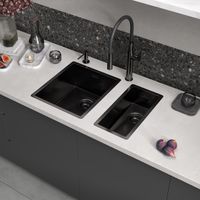 Кухонная мойка Reflexion Como оружейная сталь арт-RX2038BL — фото 12, Кухонные мойки