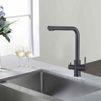 Смеситель для кухни ЧЕРНЫЙ под фильтр из нержавеющей стали EKO, EKO05-151Black — фото 1, Смесители для кухни