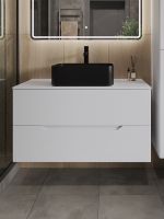 Orange Line Li-100TuwMDF+B02-460MB тумба с раковиной подвесная 100 см, белый/черный Li-100TuwMDF+B02-460MB — фото 3, Тумбы с раковиной