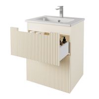 Тумба EUPHORIA, 60 см, подвесная/напольная, 2 ящика, бежевый матовый арт-99.2018 — фото 3, Тумбы под раковину