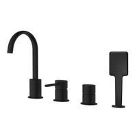 Смеситель на борт ванны Azario DELICATE каскадный, на 4 отверстия, черный матовый арт-AZ-QA28173PA-0307APA — фото 2, Смесители на борт ванны