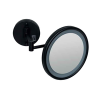 Косметическое зеркало COLOMBO DESIGN SPECCHI INGRANDITORI B9954.NE настенное с подсветкой увеличение 3 раза питание от сети цвет черный матовый — фото 1, Зеркала в ванную комнату