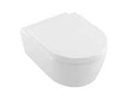 Унитаз, Villeroy&Boch, Avento, тип установки-подвесной, ширина, мм-370, глубина, мм-530, высота, мм-310, форма чаши-овальная, выпуск-горизонтальный, материал-санфарфор, сиденье-есть, с функцией QuickRelease и SoftClosing, вид грязеотталкивающего покрытия-CeramicPlus, цвет-Stone White, с вертикальным смывом, комбинированная упаковка арт-5656HRRW — фото 1, Подвесные унитазы