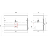 Подвесная тумба с двумя ящиками 100 см, цвет серый с умывальником GE01102GRM — фото 2, Тумбы с раковиной
