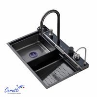 Многофункциональная мойка GLORIA Pro nano black (серая) из нержавеющей стали, кухонная (750х460х230) Ceruttispa CT10578 — фото 5, Кухонные мойки