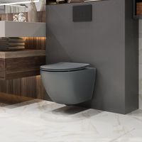 Унитаз подвесной Grossman (520х360х320) безободковый,смыв торнадо,серый матовый с тонкой крышкой,микролифт,1 место арт-GR-4457GMSQ — фото 7, Подвесные унитазы