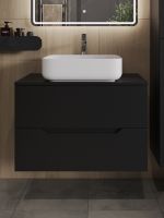 Orange Line Li-80TubMDF+B05-500W тумба с раковиной подвесная 80 см, черный/белый Li-80TubMDF+B05-500W — фото 3, Тумбы с раковиной