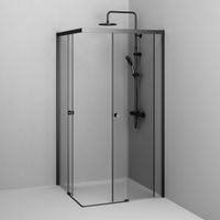 X-joy душевое огражд квадратн.,раздвиж.двери 100x100 черный мат.,стекло прозр арт-W94G-403-100100-BT1K — фото 2, Квадратные душевые уголки