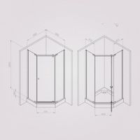 Sunny душ огражд 5-угольн, распашн дверь 90x90 серебро,стекло прозрачн арт-W87G-405-9090-MT — фото 6, Душевые уголки трапеция