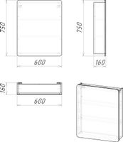 Шкаф-зеркало "ТАЛИС-60 см" универсал. бетон пайн арт-206006 — фото 2, Зеркальные шкафы в ванную