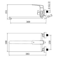 Смеситель для ванны Azario Conda керамический картридж, длинный излив, с ручным душем, шланг 150 см, графит арт-AZ-K1711GR — фото 7, Смеситель для ванны