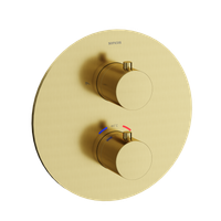 Душевой комплект с термостатом SANCOS Etna, с внутренней частью, брашированное золото, PVD покрытие, арт. SC9010BG — фото 2, Встраиваемые душевые комплекты