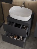 Orange Line тумба с раковиной подвесная 60 см, графит/белый арт-Li-60TugMDF+B07-540W — фото 2, Тумбы с раковиной