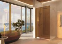 Душевая перегородка Walk-In , 900*2000, матовый золотой, стекло янтарь арт-VSW-1H900GSG — фото 1, Душевые перегородки