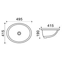 Товар: Раковина Azario 49,5х41,5х19 овальная, встраиваемая снизу, белая арт-AZ908-20 - фото 2 Раковина Azario 49,5х41,5х19 овальная, встраиваемая снизу, белая арт-AZ908-20 — фото 2, Раковины встраиваемые снизу