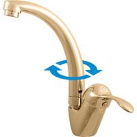 Смеситель Labe для умывальника с круглым поворотным изливом 105 мм,золотой, арт-L006.5/2Z — фото 1, Смесители для кухни