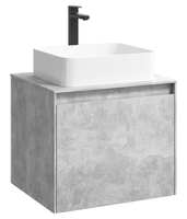 Подвесная тумба 60 см с двумя ящиками: основной и внутренний, скрытый за фасадом. Цвет бетон светлый; с умывальником арт-MOB0106BS+MOB0706BS — фото 5, Тумбы с раковиной