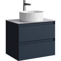 Подвесная тумба с двумя ящиками 65 см, цвет серый со столешницей серый камень и наставным умывальником арт-GE01652GRM+STG662X476GS — фото 5, Тумбы с раковиной