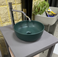 Раковина Scarabeo GLAM накладная без перелива без отверстий цвет зеленый матовый арт-1808 55 — фото 4, Раковины накладные