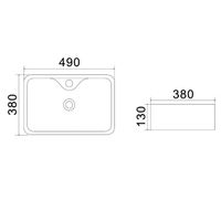 Раковина Azario 49х38х13, накладная, белая (AZ-4569A) арт-AZ-4569-A — фото 2, Раковины накладные