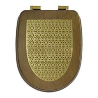 GIANETA Крышка/сиденье унитазa, с системой Microlift, цвет Noce с метал.декором"решетка"/золото 27915 — фото 1, Сиденья для унитаза