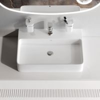 Func Раковина накладная, прямоугольная с пъедесталом, 60 см, цвет белый глянец арт-M8FWCC10601WG — фото 1, Раковины накладные