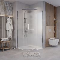 Душевое ограждение Grossman Pragma (100х100х195) трапеция,распашная,хром,стекло шиншилла, 1 место арт-302.K33.03.1010.10.02 — фото 4, Душевые уголки трапеция