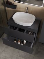 Orange Line Li-80TugMDF+B08-500W тумба с раковиной подвесная 80 см, графит/белый Li-80TugMDF+B08-500W — фото 4, Тумбы с раковиной