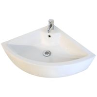 Раковина угловая закругленная GS, 48x48x15 cm, белая керамика 32267 — фото 6, Раковины