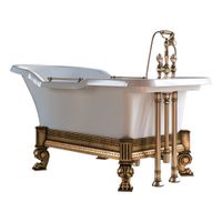 IMPERO AFFUSTO M Ванна 180x87хH83.5 см. бел, лафет "меандр" бронза, слив/перелив бронза 26341 — фото 1, Ванны