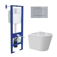 Комплект BERGES: инсталляция АТОМ 410 кнопка Atom хром глянец, унитаз VITA Rimless 49 см, сиденье дюропласт микролифт, быстросъём арт-043384 — фото 8, Комплекты унитаз + инсталляция