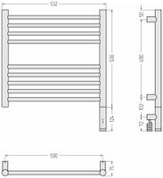 Полотенцесушитель электрический Сунержа Богема 3.1 прямая 500х500 МЭМ правый Без покрытия 00-6005-5050 — фото 3, Электрические полотенцесушители