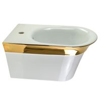 MONACO Биде подвесное, белая керамика, декор золото 32070 — фото 2, Биде подвесные