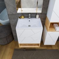 Комплект мебели для ванной Бриклаер КРИСТАЛЛ 60ZB, белый/дуб бунратти — фото 7, Комплекты мебели для ванной