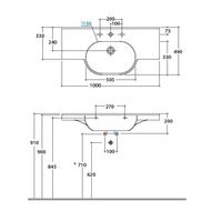 Раковина GLOBO MODE подвесная или накладная с одним отверстием и двумя намеченными цвет белый арт-ME100BI — фото 3, Раковины подвесные
