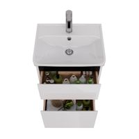 Тумба Lemark COMBI 50 см под 1 раковину, подвесная/напольная, 2 ящика, цвет планки: Чёрный, цвет кор арт-LM03C50T-black — фото 2, Тумбы под раковину