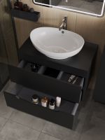 Orange Line Li-80TubMDF+B08-585W тумба с раковиной подвесная 80 см, черный/белый Li-80TubMDF+B08-585W — фото 4, Тумбы с раковиной